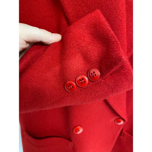 Andre' Barreau women's blazer Button Front Collared Red 100% Pure Wool Size 4 - Picture 6 of 14